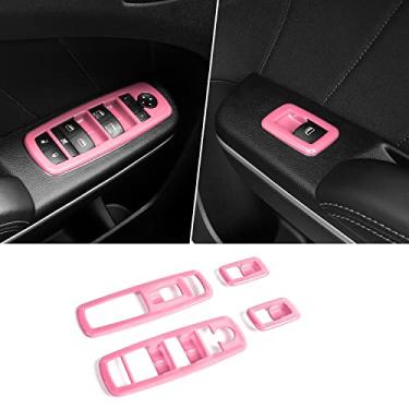 Imagem de CheroCar Para Dodge Window Lift Switch Cover Interior Button Trim Kit Acessórios Interiores para Dodge RAM 2010-2017/Dodge Charger Durango 2011-2022 (Rosa)..