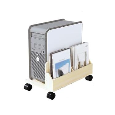 Imagem de Suporte para CPU Suporte de CPU Dois em Um Suporte de Torre de PC para Jogos, Carrinho Móvel para Sob Mesa com Rodinhas, Acessórios de Mesa de Escritório Suporte de Torre de Computador (Branco)