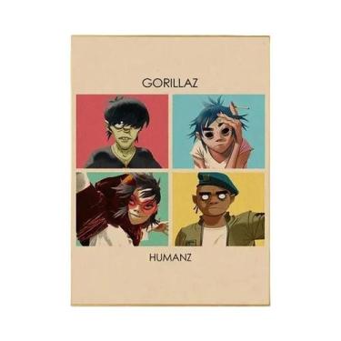 Imagem de Adesivo De Pôster De Papel Kraft Vintage Gorillaz Hip Hop, Decoração D