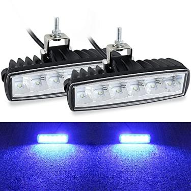 Imagem de Luzes LED azuis de neblina para dirigir luzes de segurança para empilhadeiras, 2 peças, 76 W, 15 cm, à prova d'água, trabalho, luzes auxiliares, luzes de caça, pesca, adequado para peixe, porco, predador, caminhão, trator Jeep ATV, carrinho de golfe, barco
