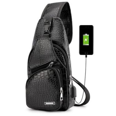 Imagem de Mochila Sling Bag Peicees Leather Sling para homens com porta USB