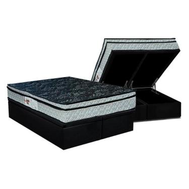 Imagem de Conjunto Box Baú Queen: Colchão Espuma Paropas D28 Conforto Firme + Base CRC Suede Black (158x198)