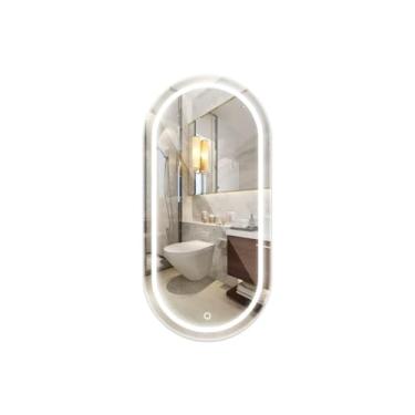 Imagem de Espelho Oval Jateado Com Led Lapidado 100x60 Banheiro Lavabo Hall Quarto (Frio)