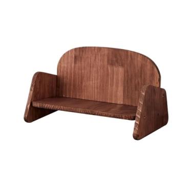 Imagem de Estante de mesa cor nogueira em formato de sofá organizador de livros, prateleira de madeira, prateleiras de armazenamento pequenas simples de mesa, para estudo de escritório em casa