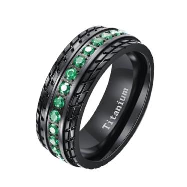 Imagem de ringcolor Anel masculino banhado a ouro preto 8 mm roxo AAA CZ titânio aço anel masculino aliança de casamento masculino, 11, Strass, Zircônia cúbica