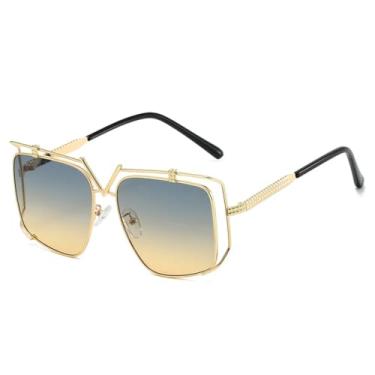 Imagem de HCHES Óculos de sol masculinos de luxo vintage, óculos de sol femininos, moda masculina, luneta solar (9088-C4)