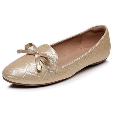 Imagem de VenusCelia Sapato raso feminino Serenity Bow, Dourado, 40