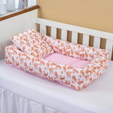 Imagem de Ninho Redutor de Berço com Almofada Para Bebê Menina Esquilo Rosa 2 pcs