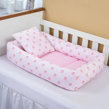 Imagem de Ninho Redutor de Berço com Almofada Para Bebê Menina Realeza Rosa 2 pcs