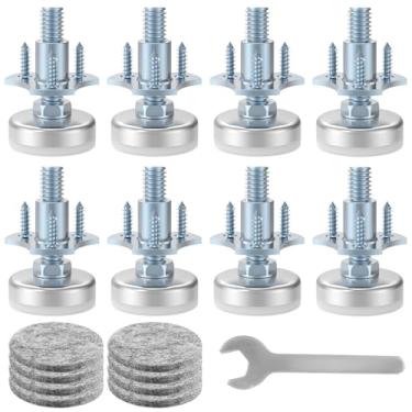 Imagem de Pés de nivelamento de móveis resistentes, niveladores de móveis ajustáveis, pés de nivelamento para mesas, cadeiras, armários, elevador de sofá, suporte de 598 kg, kit de porca em T 3/20.3 cm-16 fios