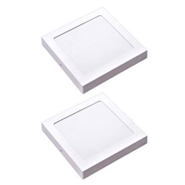 Imagem de Kit 2 Painel Plafon Led Sobrepor Quad Amarela 3000K 24W 29Cm