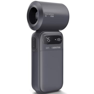 Imagem de LCDOldPiggy Mini ventilador turbo portátil, visor digital, ventilador portátil 40.000 RPM Turbo de alta velocidade com modos duplos (100 níveis e 7 velocidades), tamanho portátil para viagem
