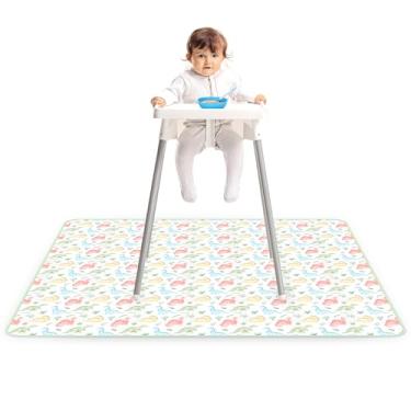 Imagem de Tapete de respingo para cadeira alta para bebês de 128 cm, à prova d'água, tapete de derramamento de comida de bebê, tapete antiderrapante para piquenique, portátil para cadeira alta (cor )