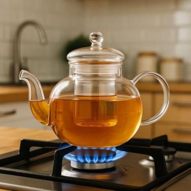 Imagem de Bule De Vidro Borossilicato 600ml Chaleira Infusor Removível