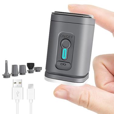 Imagem de ICEKATI - Bomba de ar portátil para insufláveis, mini bomba de enchimento recarregável com luz de campismo para flutuadores de piscina, anéis de natação, colchão de ar, almofadas para orelhas para