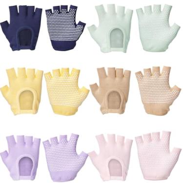 Imagem de Shyyween 3 pares de luvas de silicone para ioga para mulheres, antiderrapante, sem dedos, luvas de pilates para academia, exercícios, musculação, tamanho único, serve para a maioria das mulheres e