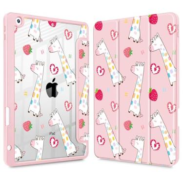 Imagem de Lepeoac Capa para iPad 9ª geração com suporte para lápis, iPad 8ª/7ª geração de 10,2 polegadas, [Suporte de lápis embutido] Suporte de três dobras com proteção traseira de TPU transparente para