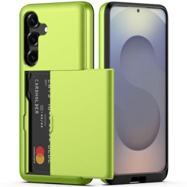 Imagem de Nvollnoe Capa para Samsung Galaxy S25 com suporte para cartão de camada dupla, capa protetora resistente, compartimento oculto para cartão, capa carteira fina para Samsung S25 de 6,2 polegadas (verde