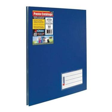Imagem de Pasta catálogo ofício 2536 azul com 50 plásticos Chies
