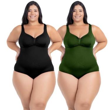 Imagem de Kit Maiô Plus Size Natação Hidroginástica Alta Sustentação - HYPE MODA