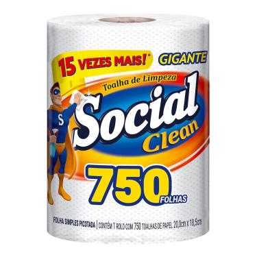 Imagem de Papel Toalha Social Clean Gigante 750 Folhas