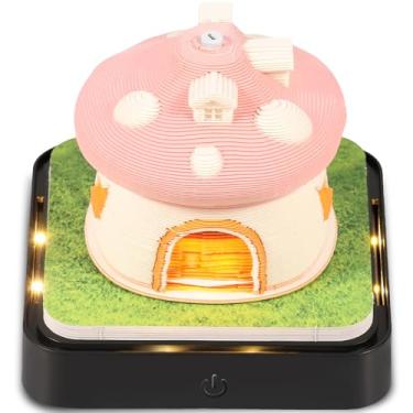 Imagem de Calendário Time Piece, bloco de notas 3D 2025 com luzes de LED, calendário de mesa 3D criativo, notas de postagem de calendário de arte 3D, decoração de mesa de artesanato em papel DIY (casa de