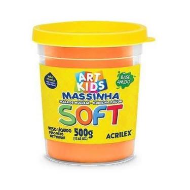Imagem de Massinha De Modelar Soft Acrilex Pote 500g Laranja Ref. 105