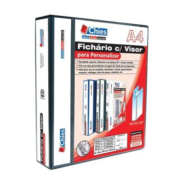 Imagem de Fichário revestido Cristal A4 preto 60mm c/ 4 argolas Chies