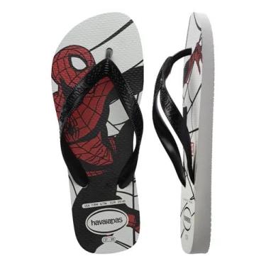 Imagem de Chinelo Havaianas Top Marvel Logomania Spider-Man Cor: Branco-Preto Tamanho 31-32