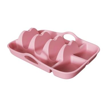 Imagem de Generic Suporte de silicone para tacos, prato reutilizável para máquina de lavar louças com alças, prato para servir tacos para buffet, festa, restaurante, Rosa
