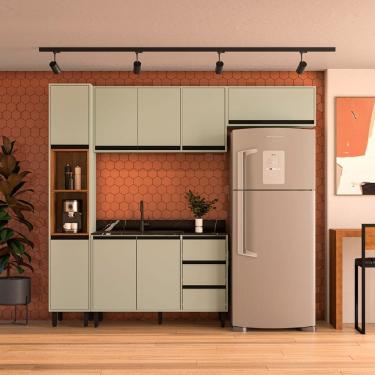 Imagem de Cozinha Compacta 4 Peças 250030 Sem Tampo Koya Verde Oliva Politorno Móveis