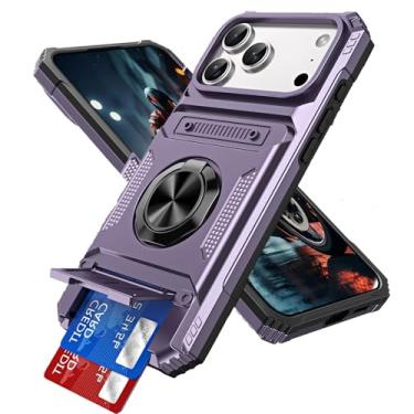 Imagem de MEMAXELUS Capa carteira para iPhone 17 Pro de 6,3 polegadas com suporte para cartão, [loja 2 cartões] Suporte de anel de 360° de corpo inteiro, resistente, à prova de choque, capa de telefone para