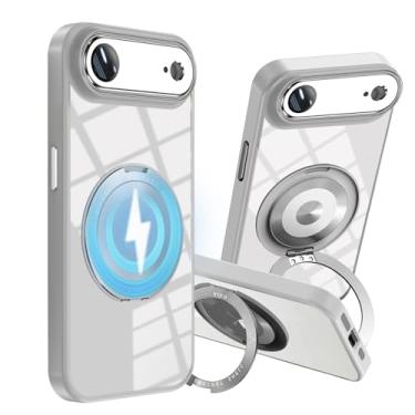 Imagem de Wousunly Compatível com iPhone 17 Air capa transparente com suporte magnético, capa de telefone para iPhone 17 Air Soft Slim com anel Kickstand capa protetora à prova de choque capa traseira