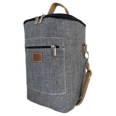 Imagem de Bolsa TéRmica Para 4 Garrafas Ou 2 Garrafas + 2 TaçAs - Ideal Para Vinho, Cerveja, Gin E Champanhe, Wine Bag Cooler Com EspaçO Para TaçAs(SMOKE)