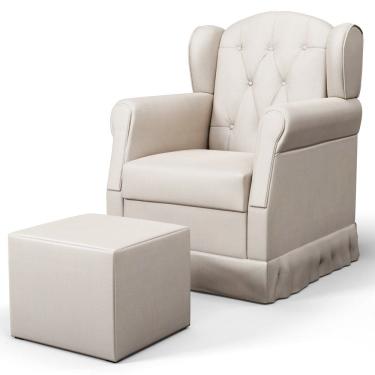 Imagem de Poltrona de Amamentação e Descanso com Balanço e Puff Lucy P04 Suede Bege - Mpozenato