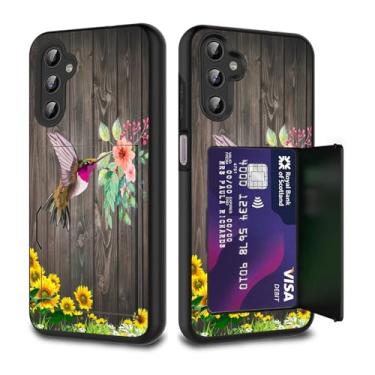 Imagem de FGDRFGRW Capa para carteira de cartão de crédito, camada dupla, híbrida, à prova de choque, proteção contra quedas com suporte, capa para Samsung Galaxy A16 5G 17.5 cm, beija-flor e girassol