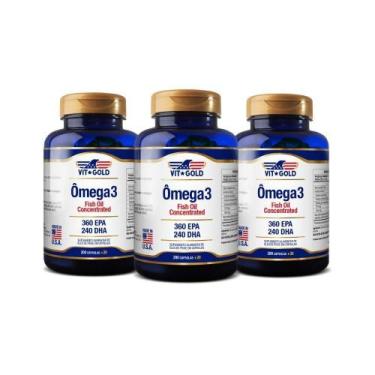 Imagem de Ômega 3 Fish Oil 1000 Mg Vitgold 200 Cápsulas Kit 3 Unidades