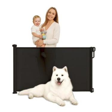 Imagem de Portão Grade Retrátil Slide Loock Preto Mec G Para Bebês E Pets Tela F