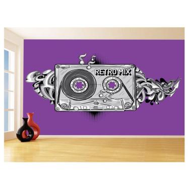 Imagem de Papel De Parede 3D Musica Fita Retrô Mix Tape 3,5M Mus32