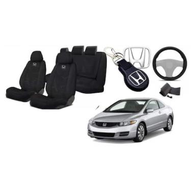 Imagem de Conjunto Capas Bancos Tecido Civic 05-12 + Volante + Chaveiro - Ferro 