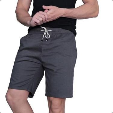 Imagem de Bermuda Masculina Jogger Sarja Com Elastano Cordão Ajustável Bolsos Fu