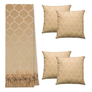 Imagem de Kit Manta Xale Para Sofá E Cama Cores Com 4 Capas de Almofada (2,80 X 3,00,COLMEIA 20 COBRE)