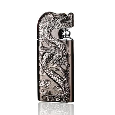 Imagem de ZIPBICUK Isqueiro de butano recarregável de chama dupla, isqueiro de chama suave/jato com chama ajustável, isqueiro à prova de vento, presente criativo para homens (sem gás) (nº 11)