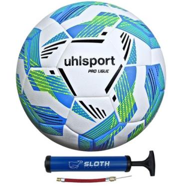 Imagem de Bola de Futebol de Campo Uhlsport Pro Ligue + Bomba, Branco, Azul