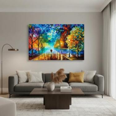 Imagem de Quadro Decorativo Grande 90cm X 60cm – Pintura Moderna com Cores Vibrantes em Tela Canvas | Arte Abstrata Impressa para Sala, Quarto ou Escritório (Sem Moldura)