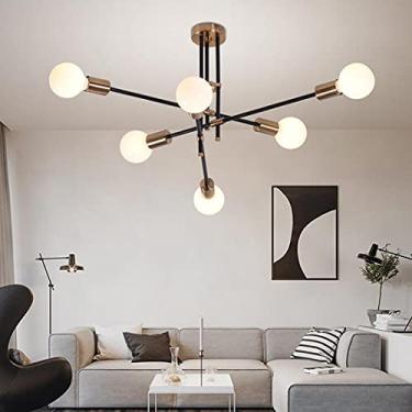 Imagem de Lustre LED Pendente Retangular Sala de Estar Nordic Moderna Sala de Jantar Luminária Pendente Redonda Abajur de Vidro Design de Metal Luz de Teto 6 Lâmpadas para Cozinha Quarto Escritório Il