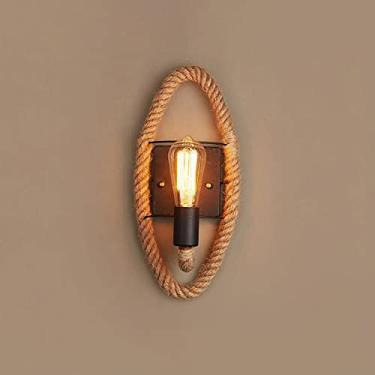 Imagem de Luminária de parede em corda de cânhamo, luminária de parede antiga em corda de cânhamo, luminária de parede industrial de fazenda para bar, restaurante, loja, corredor, sala de estar, quart