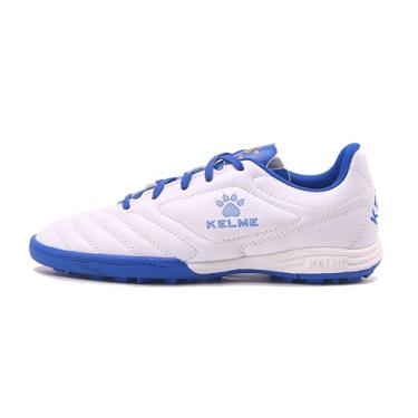 Imagem de KELME Chuteiras masculinas de futebol turf - botas de futebol externo/interno unissex tamanhos adultos - tênis de futebol profissional - TF AG e tênis de futsal, branco/azul, 42