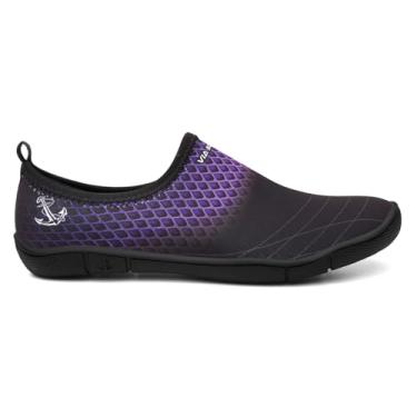 Imagem de Sapatilha Aquática Unissex para Esportes, Neoprene, Solado Antiderrapante (Preto e Roxo, BR, Adulto, Numérico, 43)