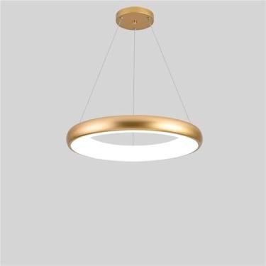 Imagem de Luminária pendente de anel LED, luminária pendente de ferro nórdica moderna, luminária para sala de estar, mesa de jantar, quarto, luminárias, lustre
